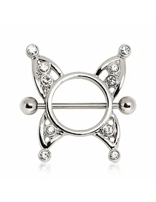 Piercing téton bouclier papillon