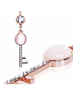 Piercing nombril plaqué or rose clef oeil de chat