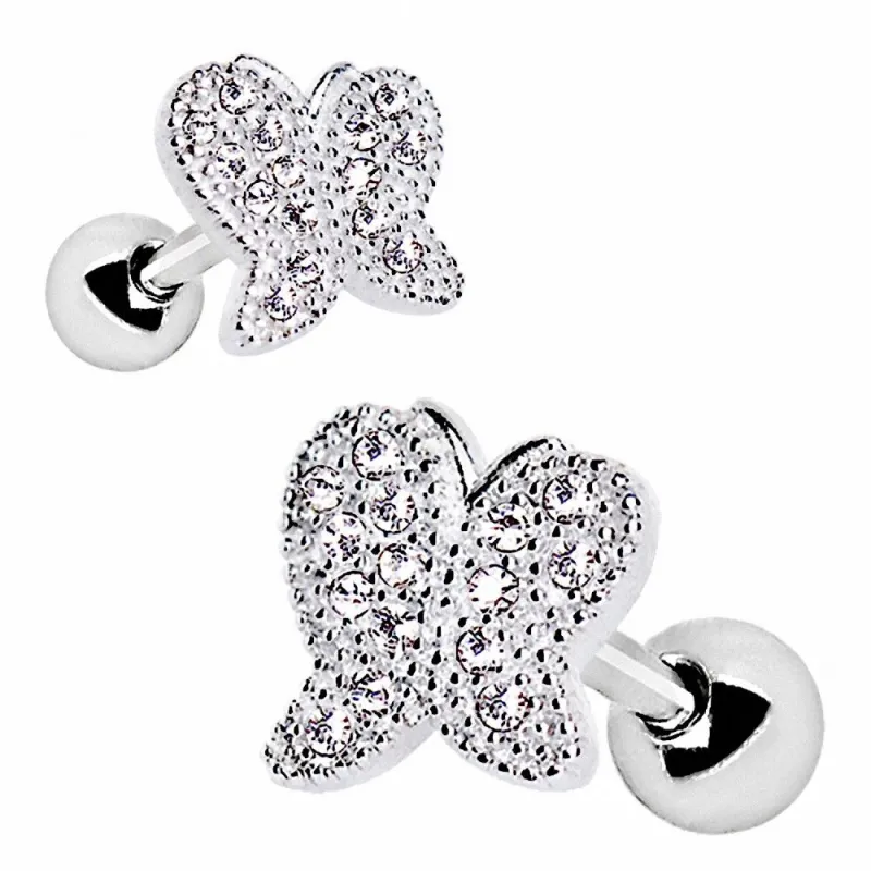 Piercing cartilage hélix papillon strass