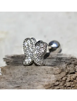 Piercing cartilage hélix papillon strass