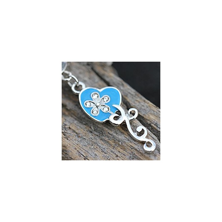Piercing nombril coeur bleu et fleur