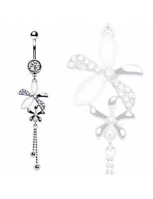 Piercing nombril fleur oeil de chat