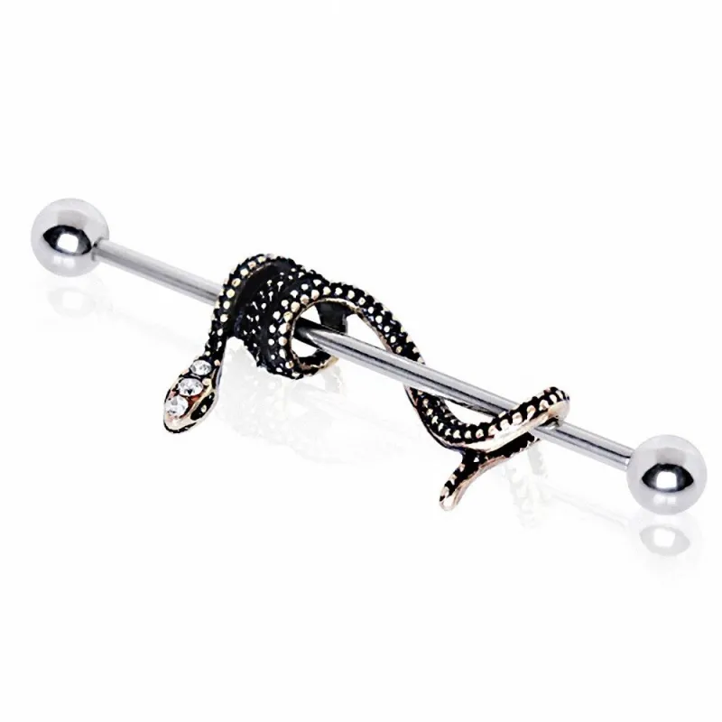 Piercing industriel serpent doré antique