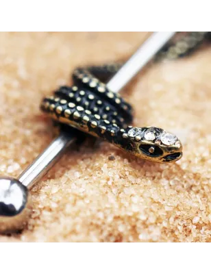 Piercing industriel serpent doré antique