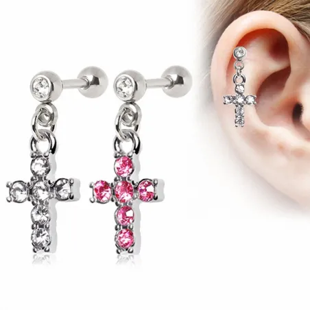 Piercing cartilage pendentif croix