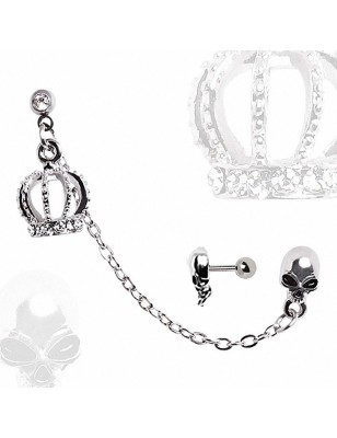 Double piercing cartilage oreille couronne crâne