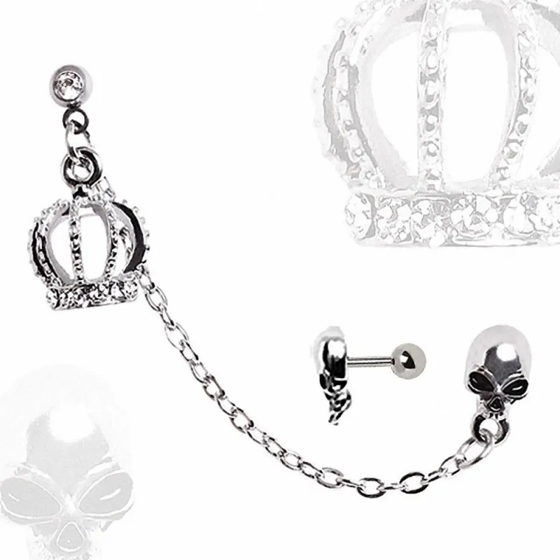 Double piercing cartilage oreille couronne crâne Double piercing cartilage oreille couronne crâne