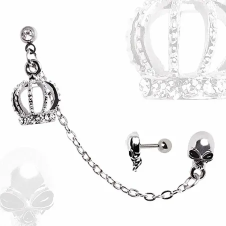 Double piercing cartilage oreille couronne crâne
