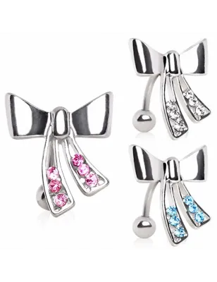 Piercing nombril inversé noeud strass