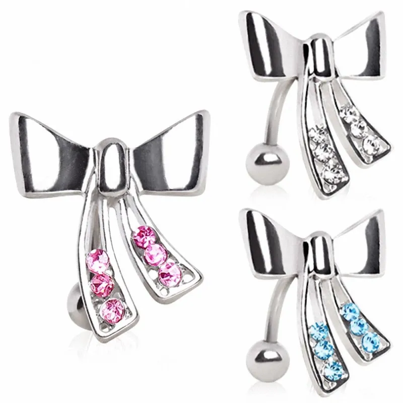 Piercing nombril inversé noeud strass