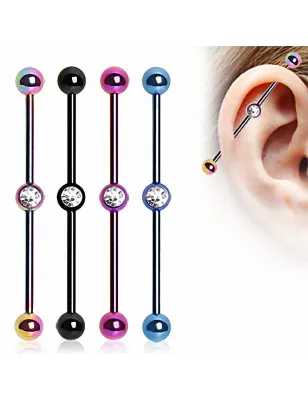 Piercing industriel titane anodisé strass