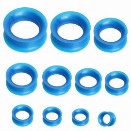 Piercing plug silicone métallique bleu