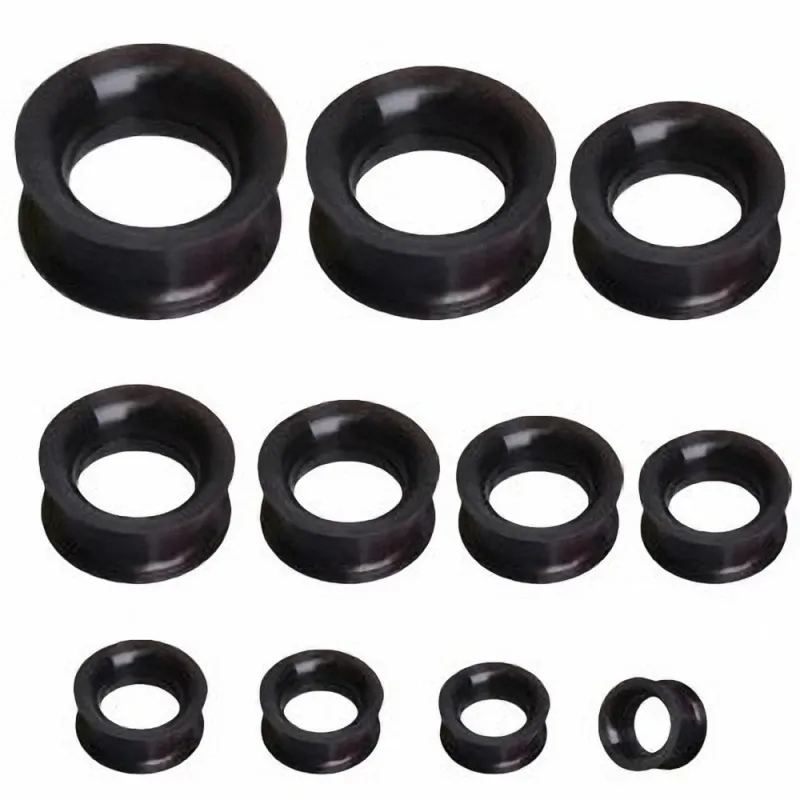 Piercing plug silicone métallique noir