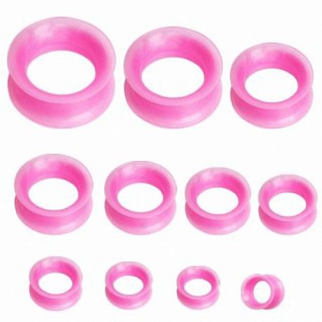 Piercing plug silicone métallique rose