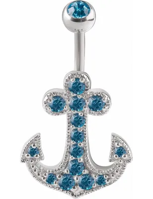 Piercing nombril Crystal Evolution Swarovski Ancre marine Titane G23