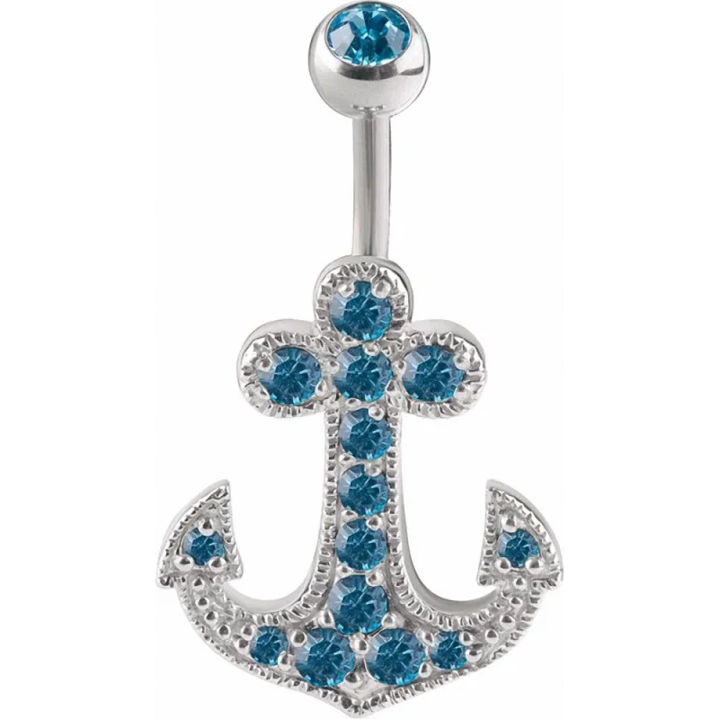 Piercing nombril Crystal Evolution Swarovski Ancre marine Titane G23