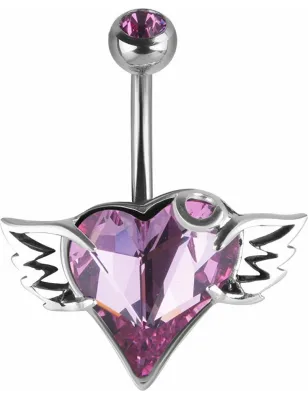 Piercing nombril Crystal Evolution Swarovski coeur ailé Titane G23