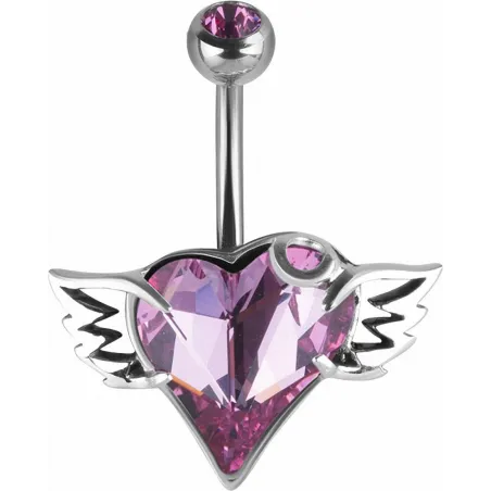 Piercing nombril Crystal Evolution Swarovski coeur ailé Titane G23