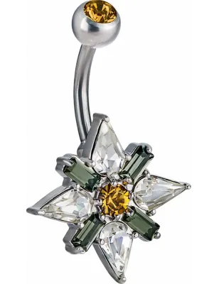 Piercing nombril Crystal Evolution Swarovski flocon de neige Titane G23
