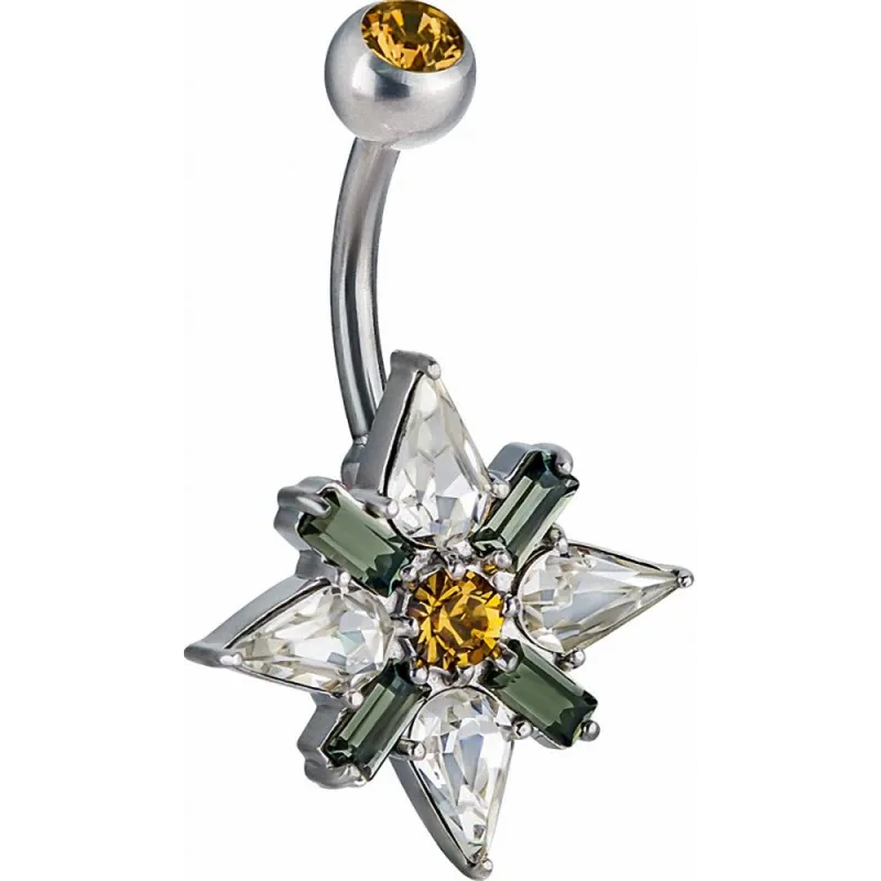 Piercing nombril Crystal Evolution Swarovski flocon de neige Titane G23