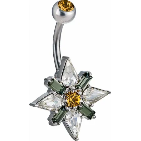 Piercing nombril Crystal Evolution Swarovski flocon de neige Titane G23