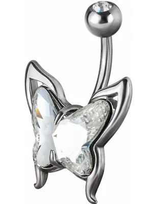 Piercing nombril Crystal Evolution Swarovski Papillon tribal Titane G23