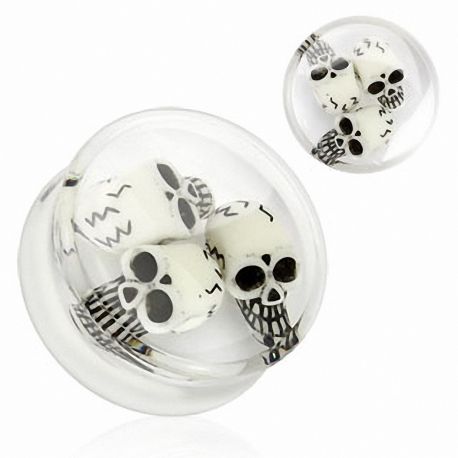 Piercing plug acrylique trois skulls