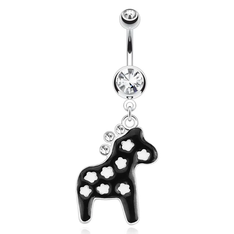 Piercing nombril cheval étoiles blanches