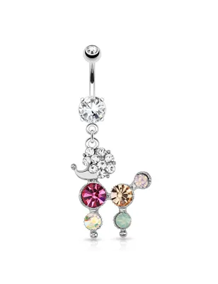 Piercing nombril caniche strass