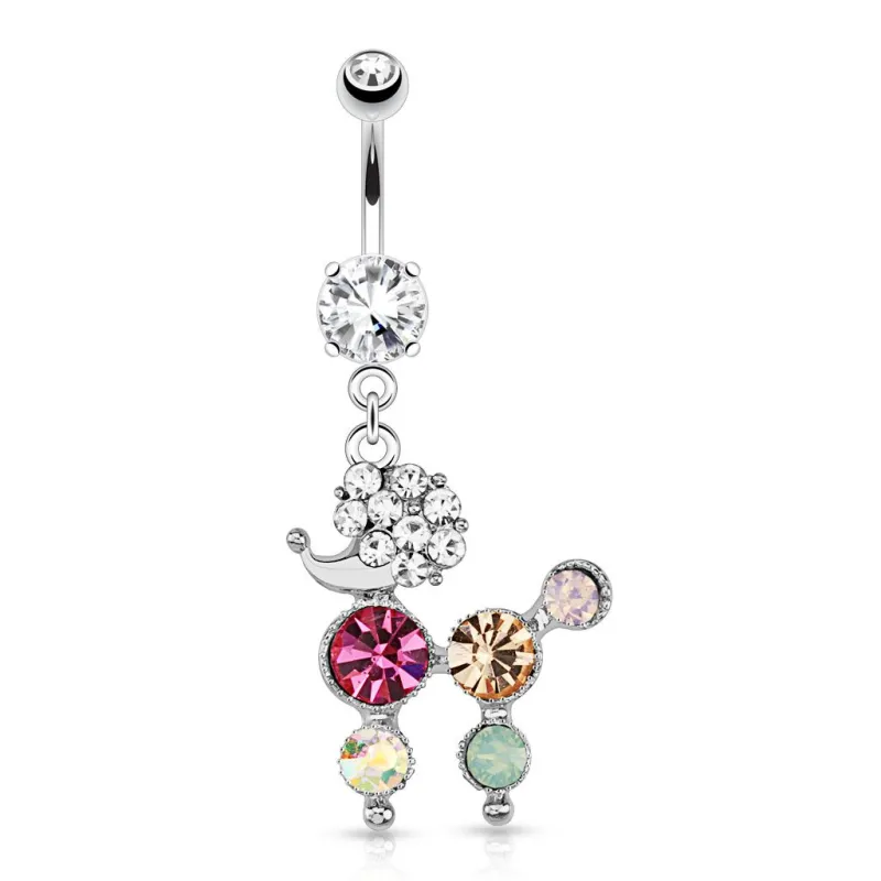 Piercing nombril caniche strass