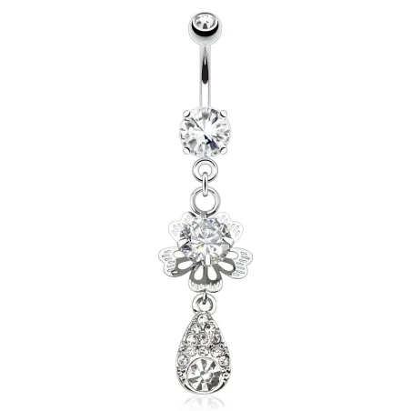 Piercing nombril fleur et larme