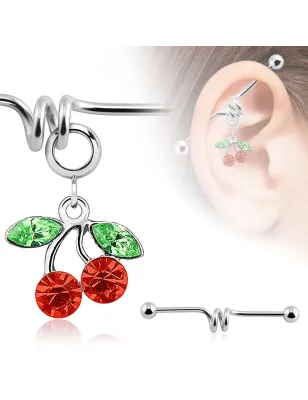 Piercing industriel pendentif cerise