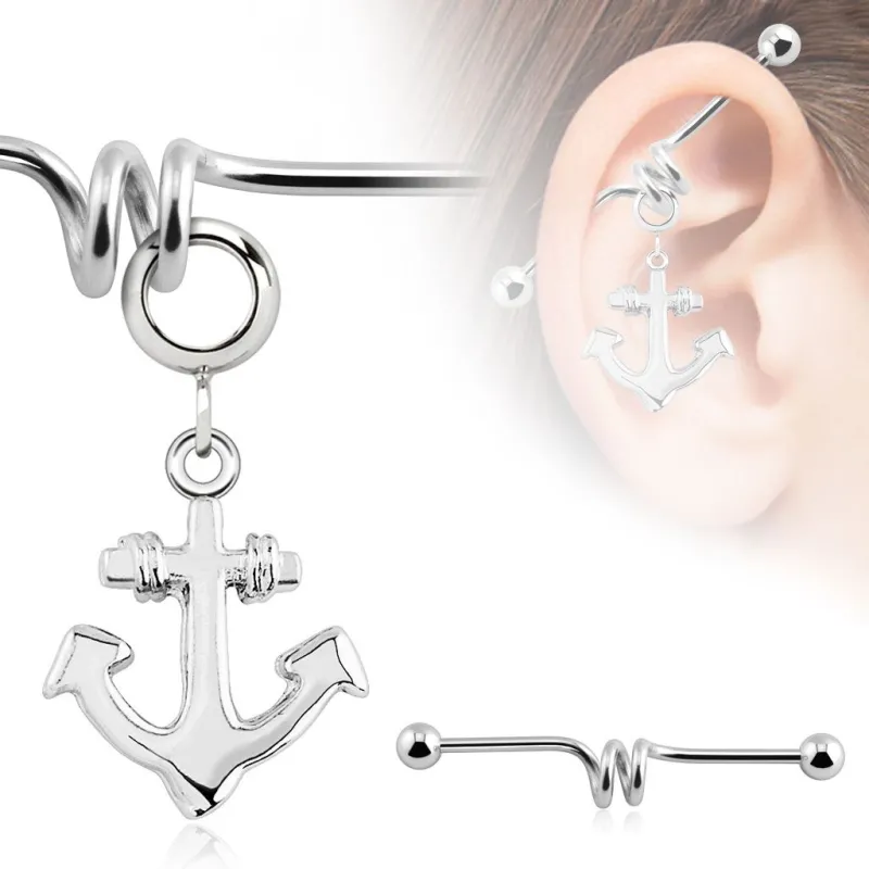 Piercing industriel pendentif ancre marine