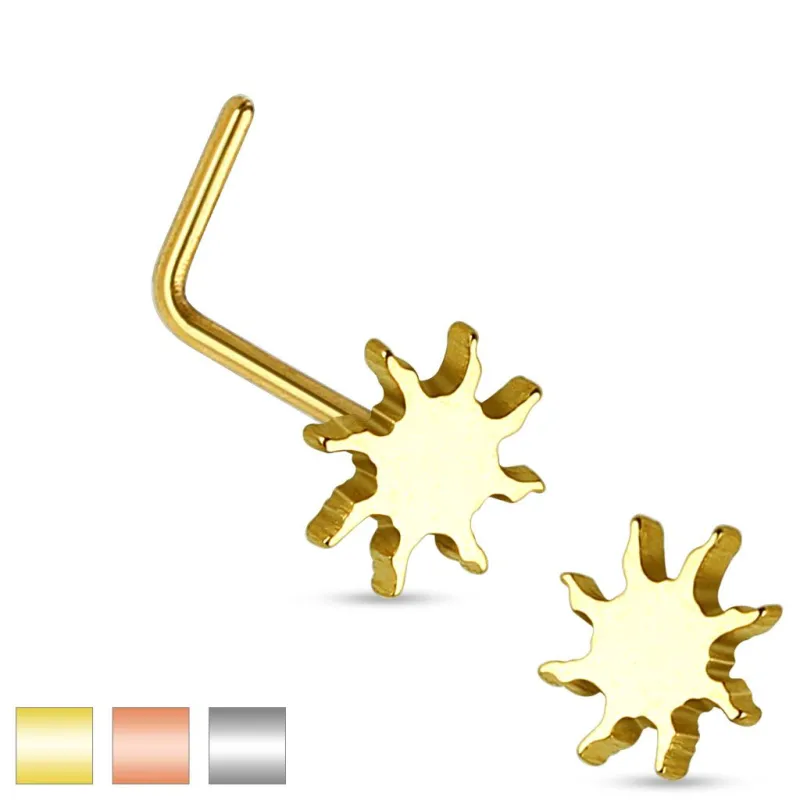 Piercing nez tige en L soleil