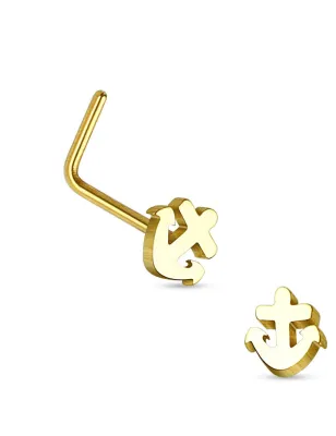 Piercing nez tige en L ancre marine