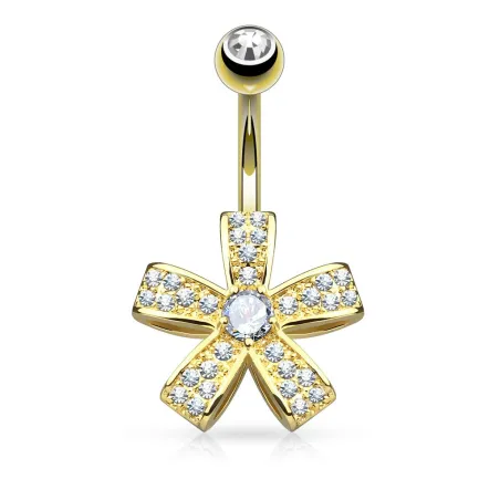 Piercing nombril fleur à 5 pétales plaqué or
