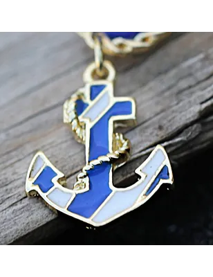 Piercing nombril plaqué or ancre marine bicolore