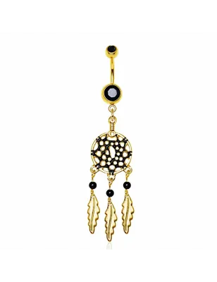 Piercing nombril plaqué or attrape rêves