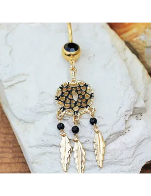 Piercing nombril plaqué or attrape rêves