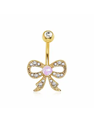 Piercing nombril plaqué or noeud opale