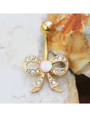 Piercing nombril plaqué or noeud opale