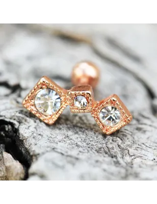 Piercing cartilage plaqué or rose trois carrés