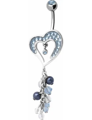 Piercing nombril Crystal Evolution Swarovski Coeur Perles