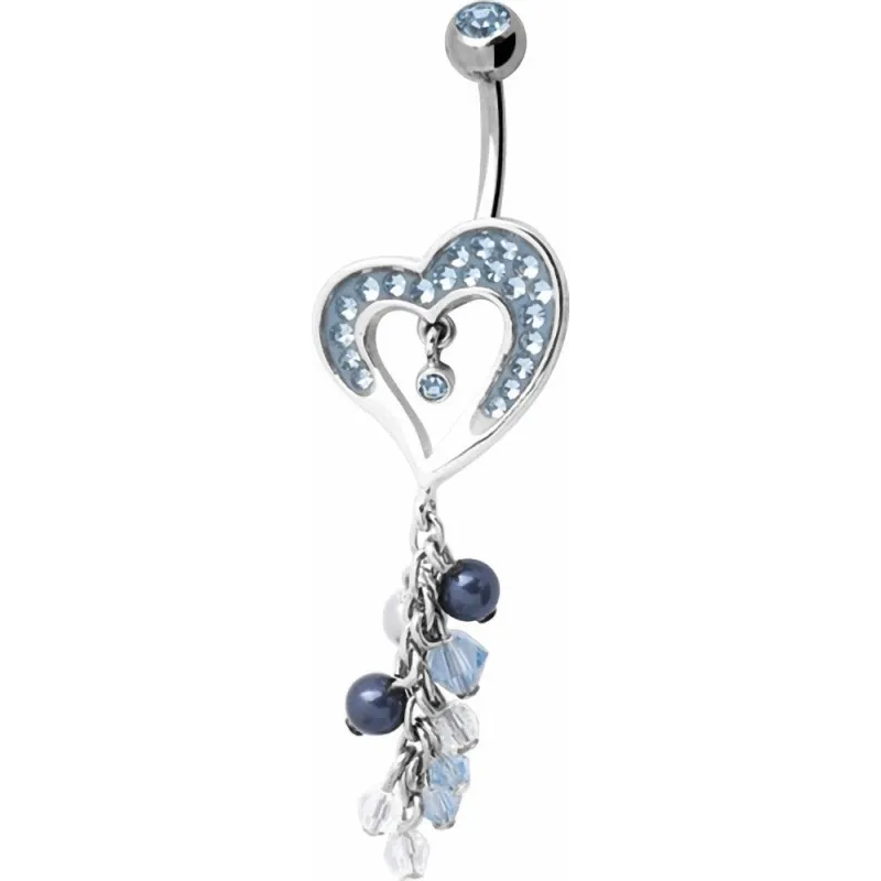 Piercing nombril Swarovski Crystal Evolution Coeur Perles