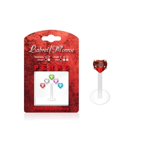 Pack Piercing Labret Bioflex Pierre Cœur - Bijou Piercing Labret