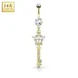 Piercing nombril Or jaune 14 carats Clef et couronne