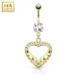 Piercing nombril Or jaune 14 carats coeur filigrane
