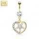 Piercing nombril Or jaune 14 carats coeur rayons