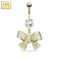 Piercing nombril Or jaune 14 carats noeud de ruban