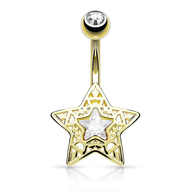 Piercing nombril étoile filigrane plaqué or